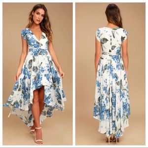 Lulus French Countryside White Floral Print High-Low Dress
